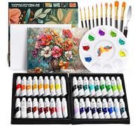 DazSpirit 36-Color Acrylic Paint Set, Art Craft Painting Kits for Adults Kids Artists Beginners, with Brushes, Palette & Canvas Boards, Acrylic Paints for Canvas Fabric Rock Glass Ceramic Wood(12ml)