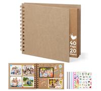 DazSpirit 6-inch Square Scrapbook Photo Album, 20 Sheets, Hardcover, Brown | Hardcover DIY Memory Album, With 5 Album Stickers, Wedding Guest Book, Photo Book for Babies, Anniversaries & Keepsakes
