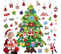DazSpirit Children's Felt Christmas Tree - 3.28ft DIY Felt Xmas Tree Set for Kids & Toddlers, Wall Hanging Xmas Decorations with 32 Ornaments, Home Door & Window Christmas Decor Kit