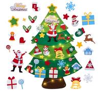 DazSpirit Felt Christmas Tree for Kids with Lights, 3.28ft DIY Xmas Tree for Toddlers, 23 Ornaments, Christmas Decorations Kit for Children, Door & Wall Hanging Decor