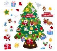 DazSpirit Felt Christmas Tree for Kids with Lights, 3.28ft DIY Xmas Tree for Toddlers, 27 Ornaments, Christmas Decorations Kit for Children, Door & Wall Hanging Decor