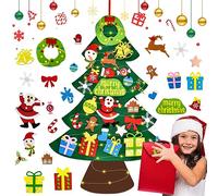 DazSpirit Kids' Felt Christmas Tree, DIY Xmas Tree Set, 3.3ft for Toddlers With 25Pcs Detachable Ornaments & 5M LED Lights, Wall Hanging Decorations Kits (DZ-Xmastree-YSY-B-02-a)