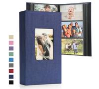 DazSpirit Photo Album 6x4 Slip in - 300 Pockets Linen Memory Book with Black Pages, Padded Cover & Customizable Front Window - Ideal for Wedding, Family, Baby, Travel
