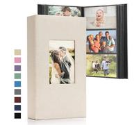 DazSpirit Photo Album 6x4 Slip in - 300 Pockets Linen Memory Book with Black Pages, Padded Cover & Customizable Front Window - Ideal for Wedding, Family, Baby, Travel