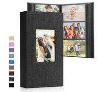 DazSpirit Photo Album 6x4 Slip in - 300 Pockets Linen Memory Book with Black Pages, Padded Cover & Customizable Front Window - Ideal for Wedding, Family, Baby, Travel