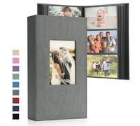 DazSpirit Photo Album 6x4 Slip in - 300 Pockets Linen Memory Book with Black Pages, Padded Cover & Customizable Front Window - Ideal for Wedding, Family, Baby, Travel