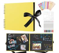 DazSpirit Photo Album Scrapbook Kit, 80-Page DIY Memory Book, Golden Yellow