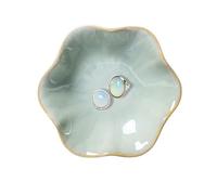 dazuihou Ceramic Trinket Dish, Ring Tray, Decorative Jewelry Dish, Decoration Plate for Earrings, Rings, Jewelry Dish Holder, Key Bowl, Trinket Tray, Earring Holder for Women (Lotus leaf green)