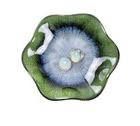 dazuihou Ceramic Trinket Dish, Ring Tray, Decorative Jewelry Dish, Decoration Plate for Earrings, Rings, Jewelry Dish Holder, Key Bowl, Trinket Tray, Earring Holder for Women (Ink Grass Green)