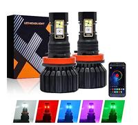 DazulI LED Bulbs Combo, Multifunction RGB LED Fog Light Bulb Driving Lamp 12V 5370 LED 15000LM for APP Control LED,Pack of 2,H8/H9/H11