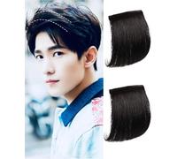 DAZZ LOOK® 02 PCS, 5 x 3 Inch Short 2 Snap Clip Hair Topper, Hair Pad for Covering White, Grey, Thinning Hair Extensions for Men to Add Hair Height and Volume, Black Color