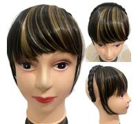 Dazz Look Hairband Braids with Bangs, Fake Bangs, Front Hair Bangs, Hair Braided Headband for Women & Girls (Dark Brown With Golden Highlights)