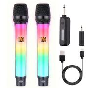 Dazz Wireless Microphone RGB Dazzle, Intelligent Noise Cancelling Bluetooth Rechargeable RGB Light Body, Suitable for Karaoke, Church, Wedding, 40M 20 Hours (WX82) (single)