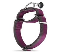 Dazzber Martingale Collar -4cm Width Extra Strong Nylon Dog Collar, No Pull Heavy Duty Dog Collar with 2-Color Stripe for Medium to XLarge Dogs (Purplish Red &Grey, Large, 1 1/2 Inch Wide)