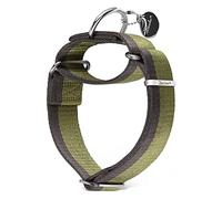 Dazzber Martingale Collar -4cm Width Extra Strong Nylon Dog Collar, No Pull Heavy Duty Dog Collar with 2-Color Stripe for Medium to XLarge Dogs (Military Green, Medium, 1 1/2 Inch Wide)