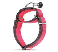 Dazzber Martingale Collar -4cm Width Extra Strong Nylon Dog Collar, No Pull Heavy Duty Dog Collar with 2-Color Stripe for Medium to XLarge Dogs (Hot Pink & Grey, Medium, 1 1/2 Inch Wide)