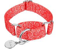 Dazzber Martingale Collars for Dogs, No Pull Anti-Escape Pet Collar, Heavy Duty for Medium and Large Dogs, Adjustable 17 Inch to 25 Inch, Red, Auspicious Cloud