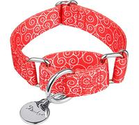 Dazzber Martingale Collars for Dogs - Soft Adjustable Dog Collar, Durable D-ring Heavy Duty, Choke Collar for Large Medium Small Dogs (Large, Red -ACC)