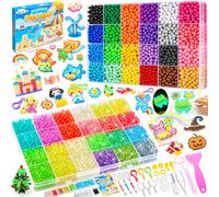 DazzBoom 5100+ Wasserperlen für Kinder Set 42 große Gitter 36 Farben Feste Wassernebelperlen 6 Farben leuchtende Wassernebelperlen Bunte Wasserperlen für Kinder