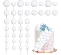 DazzJoy Pack of 20 Cake Decoration Balls, White, Glitter Cake Decoration Balls, Cake Topper Mini Balloons, Cake Decoration White, Cake Topper Ball for Wedding, Birthday, Baby Shower, Cake Decoration