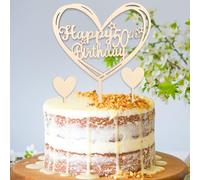 DazzJoy Wooden Cake Decoration 50th Birthday for Woman and Man - Pack of 3 Cake Toppers, Happy 50th Birthday Cake Decoration