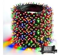 Dazzle Bright Christmas Lights Outdoor, 60M 600 LED Green Wire String Lights with 8 Modes and Timer, Waterproof Christmas Decorations Light for Indoor Patio Garden Xmas Party Tree, Multi-Coloured