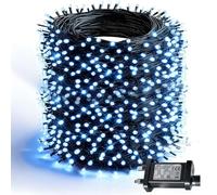 Dazzle Bright Christmas Lights Outdoor, 60M 600 LED Green Wire String Lights with 8 Modes and Timer, Waterproof Christmas Decorations Light for Indoor Patio Garden Xmas Party Tree, White