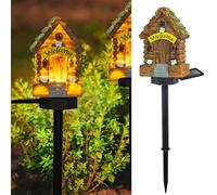 Dazzle Bright Fairy Garden House, Glow in The Dark Fairy House, 16" Fairy Cottage with Door and Solar LED Light, Beautiful Miniature Garden Decoration for Indoor or Outdoor Gardens