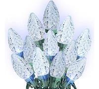 Dazzle Bright White C9 Christmas Lights Outdoor, 50 LED 35ft Waterproof Green Wire String Lights, Indoor Outdoor Fairy Lights for Christmas Tree, Christmas Patio, Party, Wedding Home Decorations