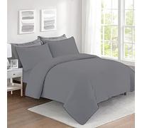 Dazzle Collection® 100% Egyptian Cotton 300 Thread Count Duvet Cover With Pillow Case | Bedding Set (Single, Grey)