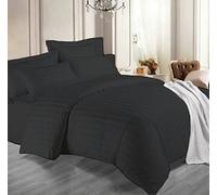 Dazzle Collection® 100% Egyptian Cotton 400 Thread Count Duvet Quilt Cover With Pillow Case Soft Cozy Warm Bedding Set (Double, Black)