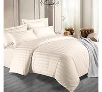 Dazzle Collection® 100% Egyptian Cotton 400 Thread Count Duvet Quilt Cover With Pillow Case Soft Cozy Warm Bedding Set (Double, Cream)