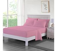 DAZZLE COLLECTION 100% Egyptian Cotton Sheet 200 Thread Count Bed Fitted Sheet Hotel Quality Bedding Set Soft & Crisp Cotton Caravan Campervan (Pair Of Pillow, Pink)