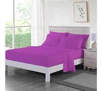 Dazzle Collection ®️100% Egyptian Cotton Sheet 200 Thread Count Bed Fitted Sheet Hotel Quality Bedding Set Soft & Crisp Cotton Caravan Campervan (Single (Fitted Sheet), Fuchsia)
