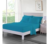 Dazzle Collection ®️100% Egyptian Cotton Sheet 200 Thread Count Bed Fitted Sheet Hotel Quality Bedding Set Soft & Crisp Cotton Caravan Campervan (Super King (Fitted Sheet), Teal)