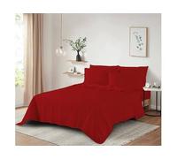 Dazzle Collection 100% Egyptian Cotton Sheet 200 Thread Count Bed Flat Sheet Hotel Quality Bedding Set Soft & Crisp Cotton Caravan Campervan (Double Flat Sheet, Red)