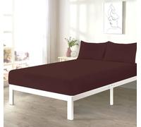 Dazzle Collection® Chocolate Extra Deep Small Double Fitted Sheets 4FT Bed, 16"/40CM Deep Poly Cotton Easy care Machine washable. (Deep Fitted Sheet Double Bed)