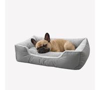 Dazzle Collection Dog Bed 100% Polyester Fleece Lined Fibre Filled Dog Sofa Bed basket for Head, Neck & Spine Support, Super Soft Rectangle Pet Bed Non-Slip Bottom (Grey, 61x48x16cm)