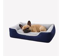 Dazzle Collection Dog Bed 100% Polyester Fleece Lined Fibre Filled Dog Sofa Bed basket for Head, Neck & Spine Support, Super Soft Rectangle Pet Bed Non-Slip Bottom (Navy, 61x48x16cm)