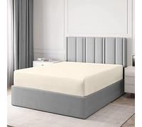 Dazzle Collection Fitted Sheet 180 Thread Count Polycotton | 50% Cotton 50% Polyester | Non Iron Plain Fitted Sheet Machine Washable (Double, Cream)
