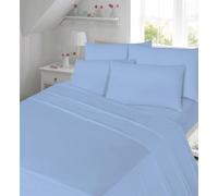 Dazzle Collection Flat Sheet 180 Thread Count Polycotton | 50% Cotton 50% Polyester | Non Iron Plain Flat Sheet Machine Washable (Single, Blue)