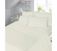 Dazzle Collection Flat Sheet 180 Thread Count Polycotton | 50% Cotton 50% Polyester | Non Iron Plain Flat Sheet Machine Washable (Single, Cream)