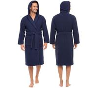 Dazzle Collection Hooded Bathrobes 100% Egyptian Cotton Terry Toweling Men's and Women's Unisex Robes Extra Absorbent Dressing Gown Spa Gym Bath Towel Size (Small/Medium) (Navy)
