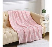 Dazzle Collection Moons and Stars Throw Blanket Glow in The Dark Fleece Blanket All Seasons Christmas Holiday Birthday Gifts for Teen Kids Girls Boys (Moon and Stars Pink, 100cm X 150cm)
