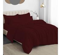 Dazzle Collection® Plain Dyed DUVET COVER SET with Matching Pillowcases Luxury 100% PolyCotton Bedroom Bedding Bed Set Easy Care UK Sizes Bedding Set (Super King, Burgundy)