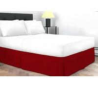 Dazzle Collection® Plain Dyed Poly Cotton Pleated Platform Base Valance Sheets | Single | Double | King | Super King | (Single, Red)