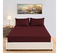 Dazzle Collection® Plain Fitted Sheet 180 Thread Count Polycotton | 50% Cotton 50% Polyester | Non Iron Plain Fitted Sheet Machine Washable. (Double, Burgundy)
