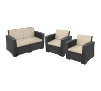 Dazzle Collection Replacement Cushions Set For Rattan Chairs Sofa Patio Garden Outdoor Furniture 2, 3 or 4 Seater Patio Set Water Resistant Patio Padding Seat Pads Cushions (8 Pc Cream Patio Set)