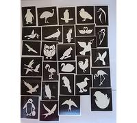 Dazzle Glitter Tattoos 10 x bird stencils for etching on glass (mixed) bird swan penguin peacock owl
