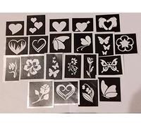 Dazzle Glitter Tattoos 50 x heart & butterfly & flower mixed stencils for etching on glass gift hobby glassware present Valentine love